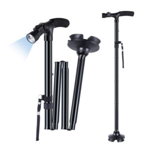 LED Light Walking Stick T-handle Walking Cane For Elderly People
